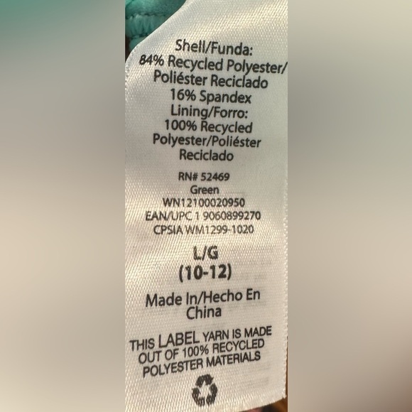 New Wonder Nation Girl's 1 Piece Swimsuit Swirl Green Size L 10-12 Summer NWT - Picture 8 of 9